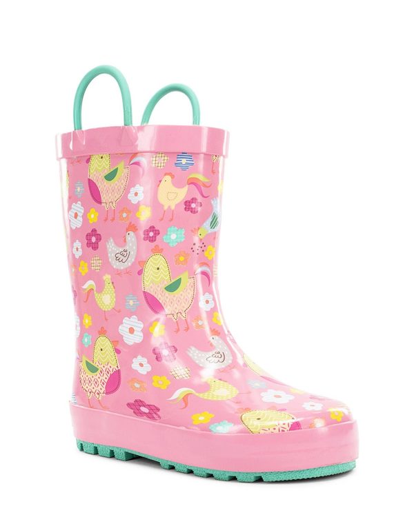 Kids Spring Chick Faux Fur Rain Boot - Pink For Sale - Image 2