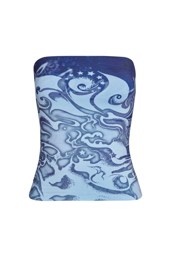 RHIANNON TOP - BLUE : TATTOO : RIPPLE For Sale - Image 5