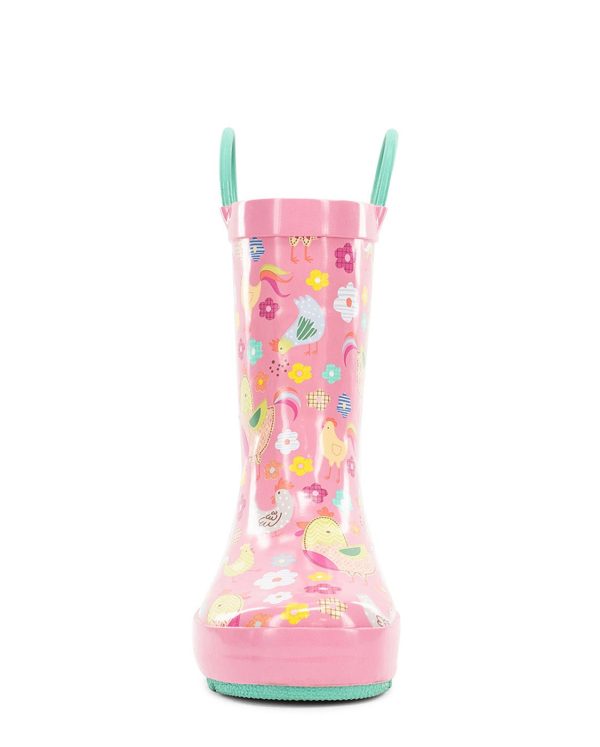 Kids Spring Chick Faux Fur Rain Boot - Pink For Sale - Image 5