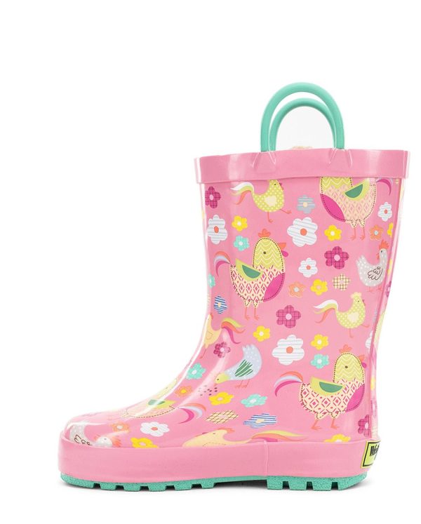 Kids Spring Chick Faux Fur Rain Boot - Pink For Sale - Image 3