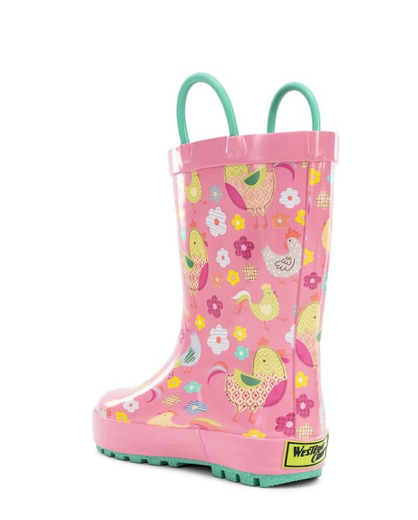 Kids Spring Chick Faux Fur Rain Boot - Pink For Sale - Image 4