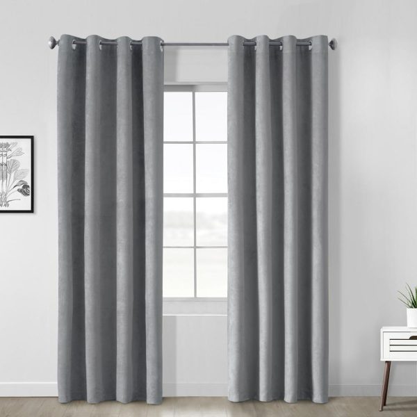 Thermaplus Navar Blackout Window Treatment Grommet Curtain Panel for Bedroom Livingroom Dark Grey For Sale - Image 2