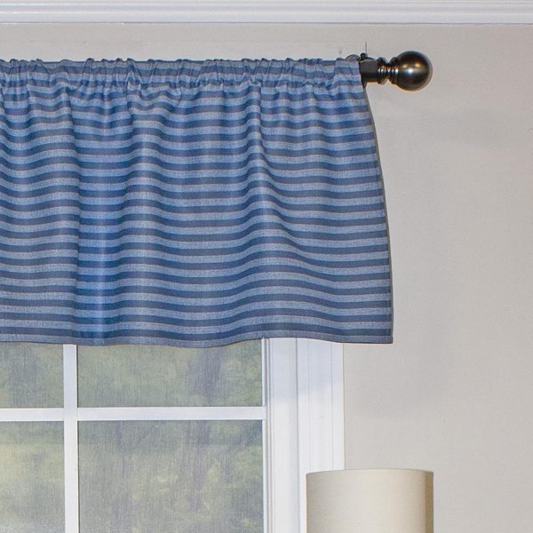 RLF Home Serpentine Tailored 100% Cotton with Fully Lined 3  Rod Pocket Valnance for Windows 50  x 14  Sky For Sale - Image 4