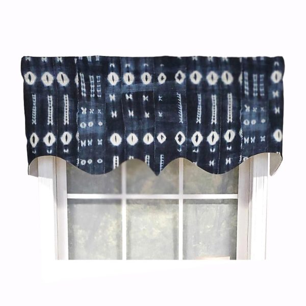 RLF Home Modern Design Classic Pulsar Regal Style Window Valance 50  x 17  Indigo For Sale - Image 2