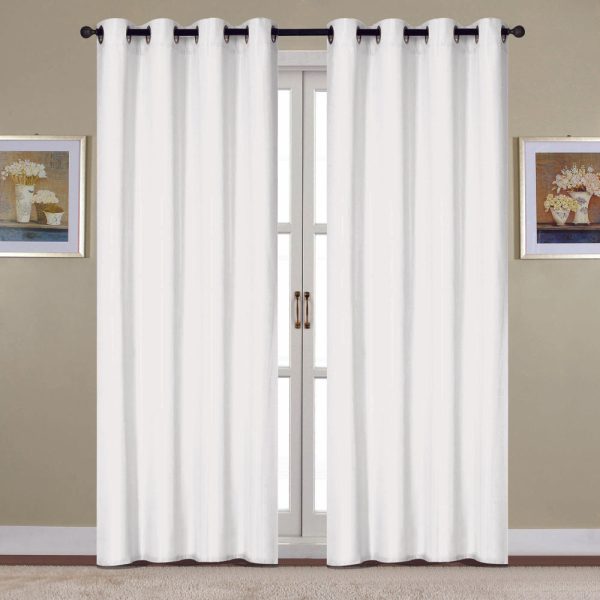 RT Designers Collection Kennedy Room Darkening Grommet Curtain Panel White For Sale