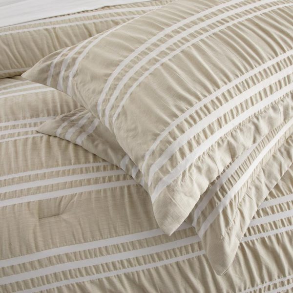 Chic Home Emma Bedding Comforter, Seersucker Fabric with Striped Design, 8 Pieces Comforter Set Beige For Sale - Image 5