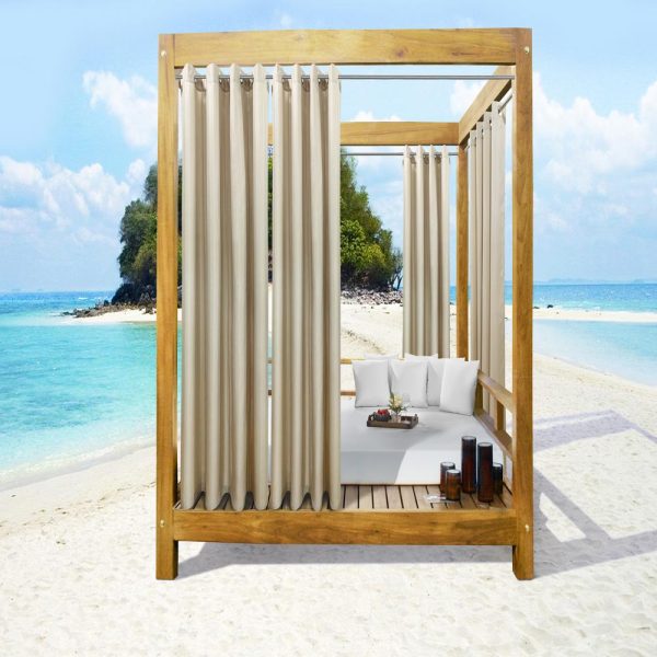 Commonwealth Seascapes Light Filtering Provide Privacy and Shade Grommet Outdoor Panel Pair Linen Discount