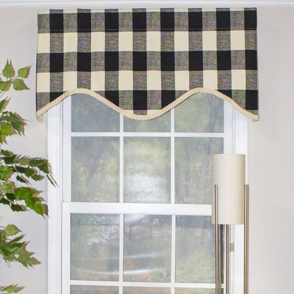 Buffalo Check Style All Season 3  Rod Pocket Valance 50  x 17  Black by RLF Home Sale - Image 3